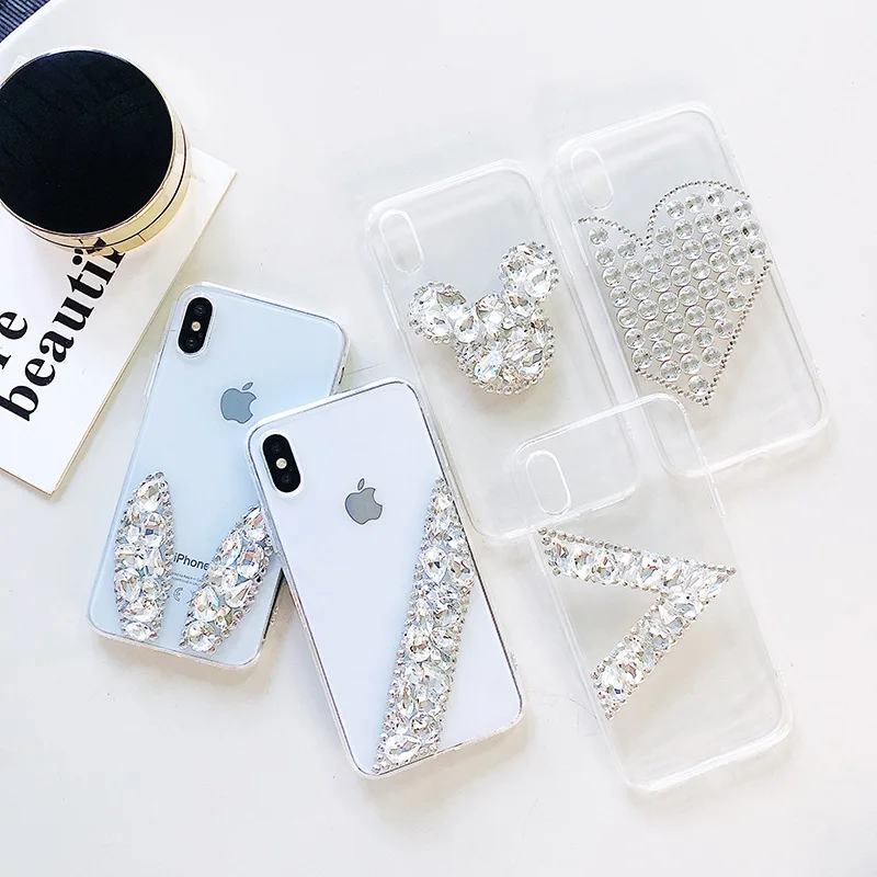 Simple Cute Glitter Diamond Phone Case For Google Pixel 3 2 XL Clear Back Cover Pixel3 Pixel2 |