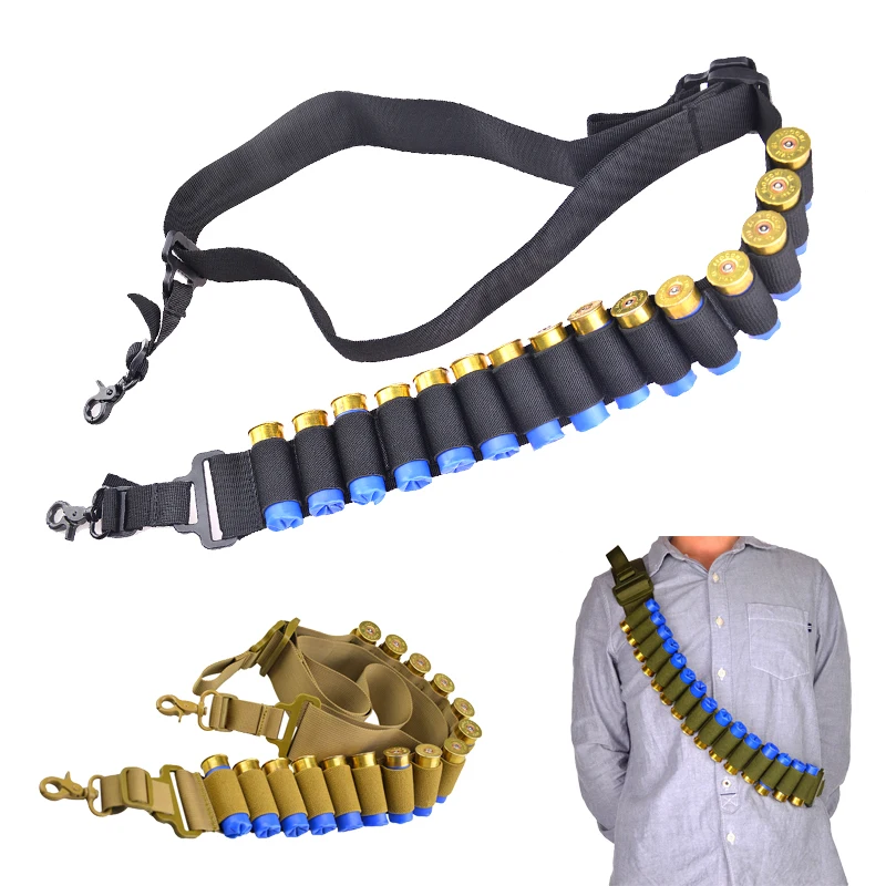 2 Point Rifle Shotgun Gun Sling Bandoleira 15 Shell Ammo Holder