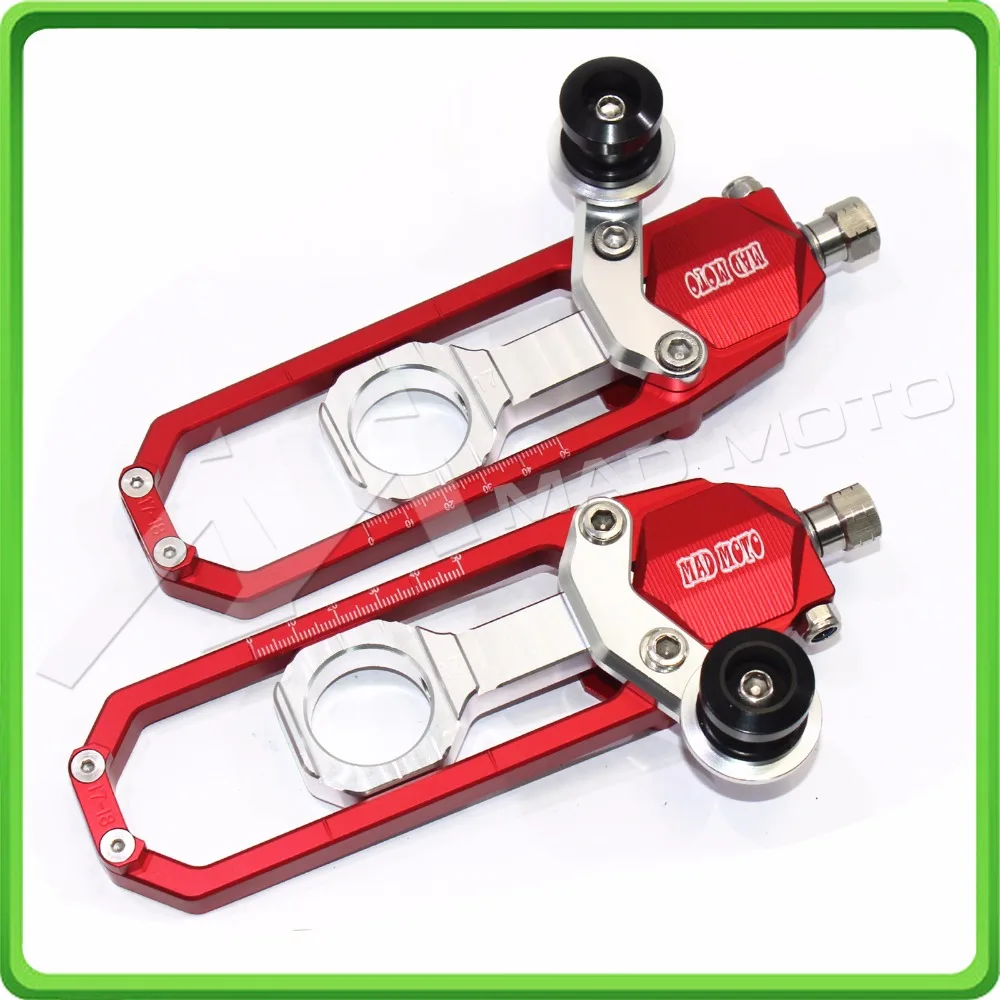 Motorcycle Chain Tensioner Adjuster with bobbin fit for BMW HP4 2012-2014,S1000R 2014-2017,S1000RR 2010-2017 Red & Silver (6)
