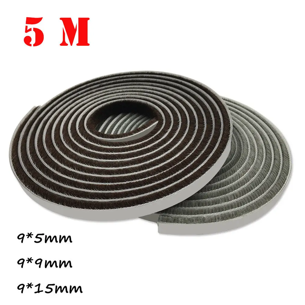 

5M Self Adhesive Seal Strip Door Draught Excluder Window Pile Seal Film Door Brush Noise Prevention Swal Weather Protect Strip