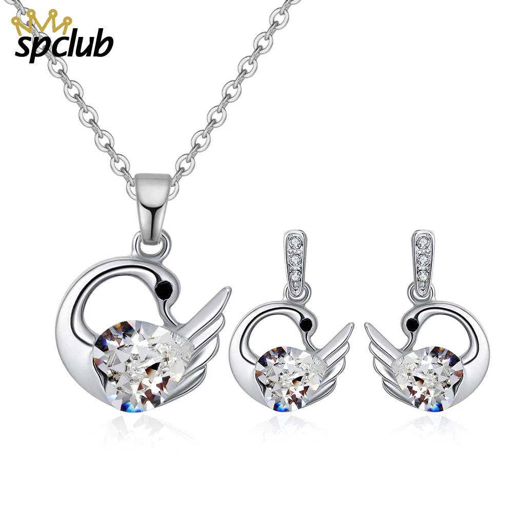 

Elegant Crystals From Swarovski Bridal Jewelry Sets Love Heart Necklaces Earrings Sets Wedding Jewelry Party Accessories
