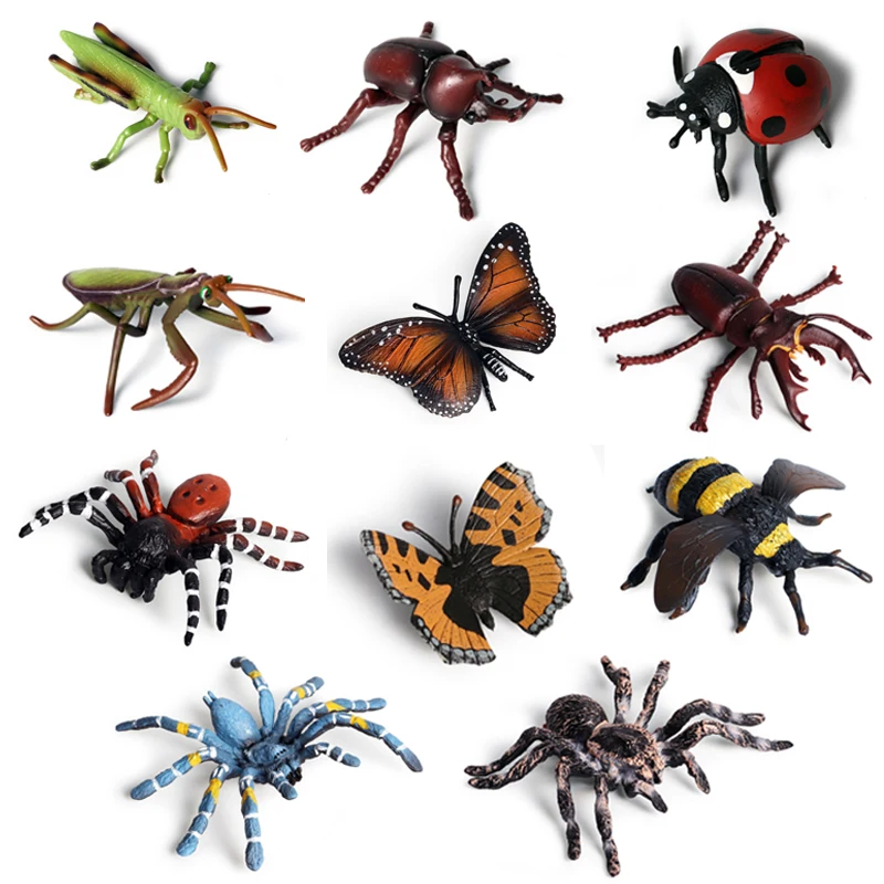 

Action&Toy Figure Insect Model High Quality Plastic Simulation Spider Butterfly Beetle Bee Doll Collection For Kid Children Gift