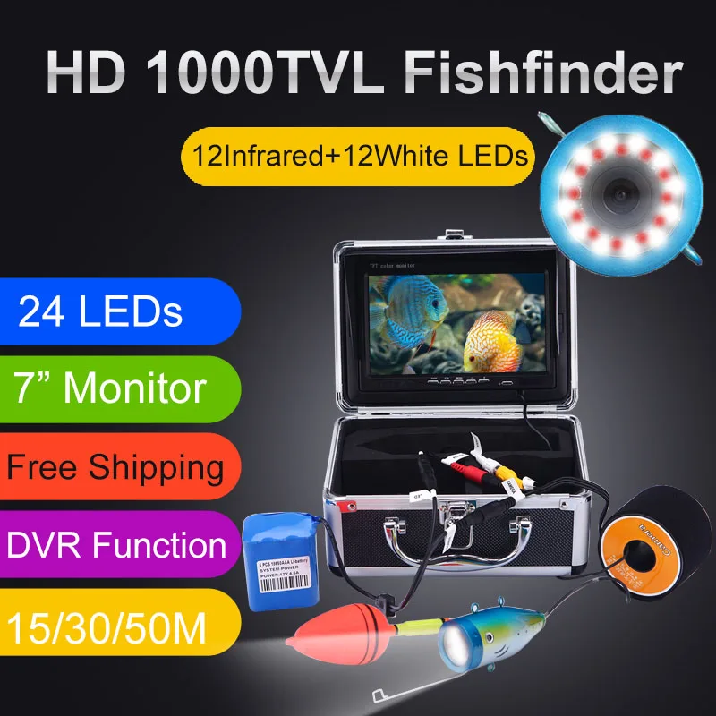 الأصلي 15/30/50 متر HD 1000TVL صياد السمك تحت الماء الجليد الصيد كاميرا فيديو كيت 7 \