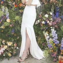 Белые женские Юбки Русалки для свадьбы с разрезом по бокам, с коротким шлейфом, на заказ, юбки для официального приема, Новое поступление