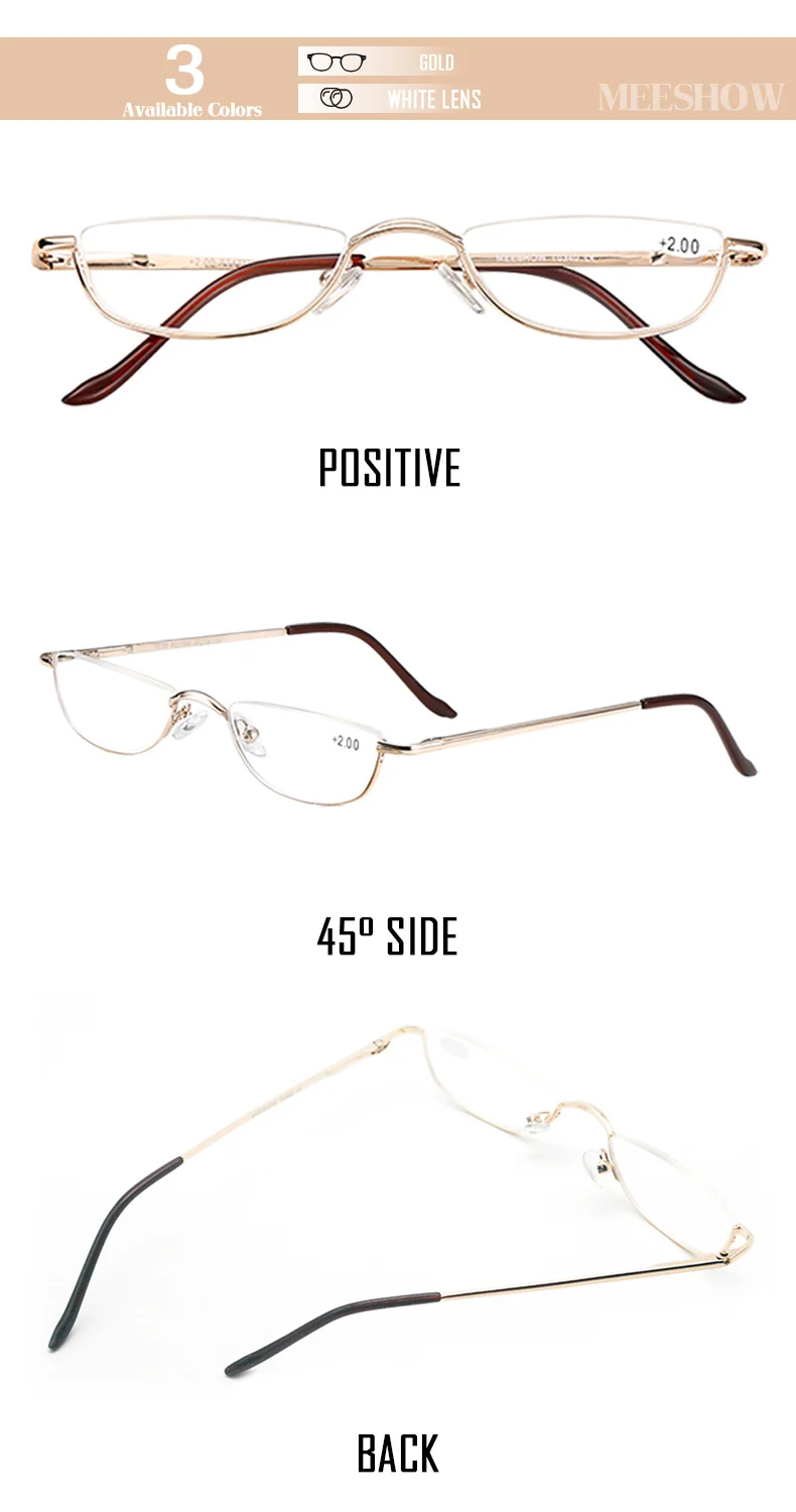 Очки для чтения из нержавеющей стали, мужские 1,75, женские высококачественные очки для глаз, металлическая полуоправа, оптическая оправа T0340+ 2,25 1,25+ 4