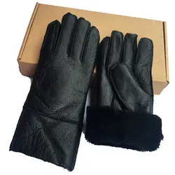 Шерстяные кожаные перчатки для женщин зимние теплые женские 100% шерстяные меховые перчатки варежки из натуральной овчины перчатки для