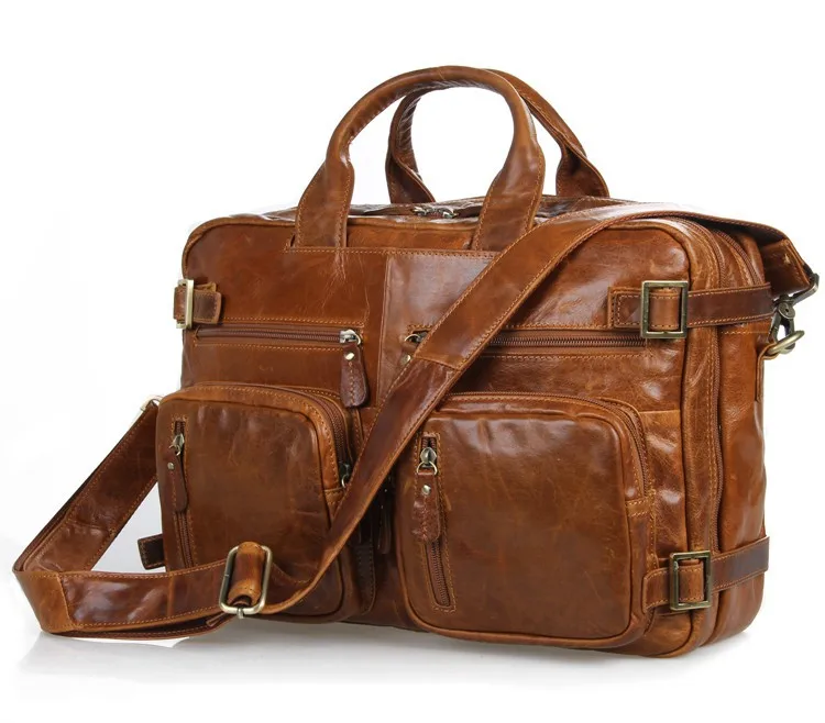 Nesitu Высокое качество большой емкости Винтаж натуральная кожа мужской портфель из воловьей кожи мужские дорожные сумки# M7026
