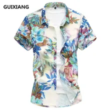 Г. Летняя мужская цветы с короткими рукавами Рубашки для мальчиков мужские шелк и хлопок мужской Рубашки для мальчиков брендовая одежда Повседневное рубашка человек