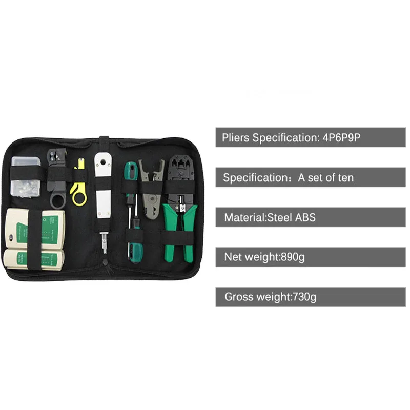 11pcs Computer Network Service Tool Kit Cable LAN Cable Tester Trimmer Wire Stripper Screwdriver Pliers Curling Maintenance Kit 11pcs Computer Network Service Tool Kit Cable LAN Cable Tester Trimmer Wire Stripper Screwdriver Pliers Curling Maintenance Kit