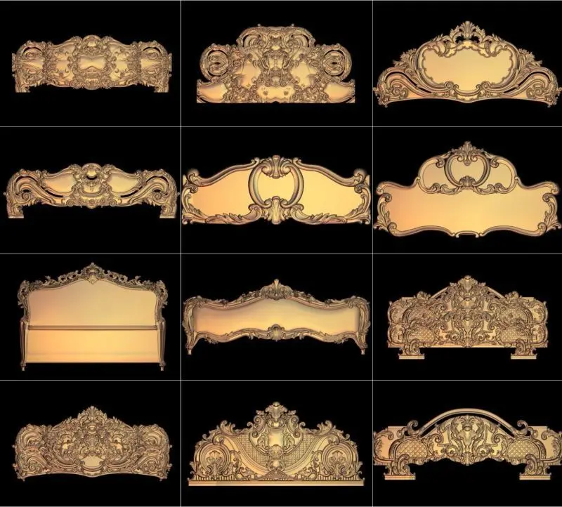 12 шт./компл. кровать 3D модель STL рельеф для ЧПУ STL формат мебель 3D STL формат украшения мебели