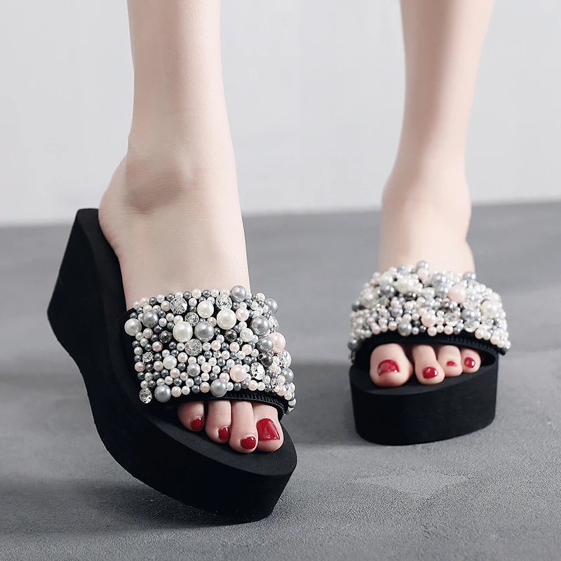 

Dropshipping Women Sandals Wedges Platform Heel Slippers Torridity Sandal Shoes Bohemia Crystal Outdoor Beach Shoes ZXXS88