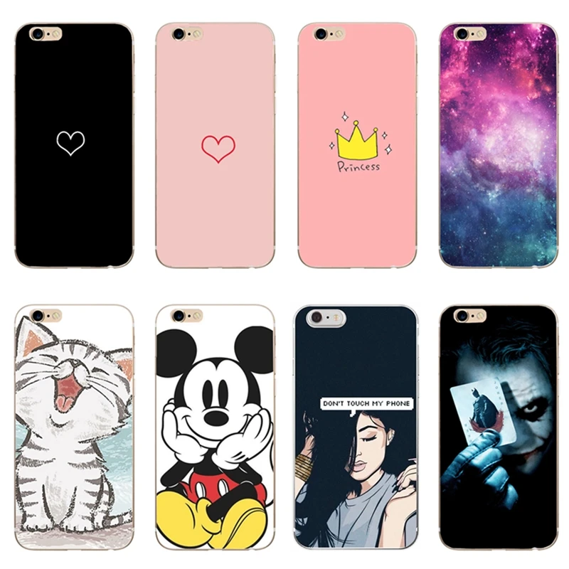 

Silicone Phone Case For Funda iphone 8 plus 6S 6 7 Soft Cartoon Pink 360 Protector For apple iphone 5 5s se Back Cover