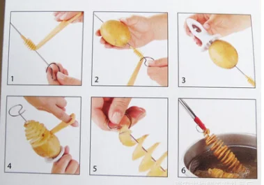 Картофельный Твистер Торнадо резальщик ручной резак спиральные чипы удобное домашнее кухонное приготовление овощей маленькие инструменты из нержавеющей стали