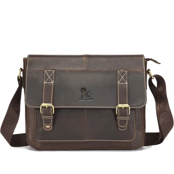 

Male briefcase genuine Leather Men's Diagonal Bag Vintage Shoulder Bag Cross-section Square bag cowhide men business handbag
