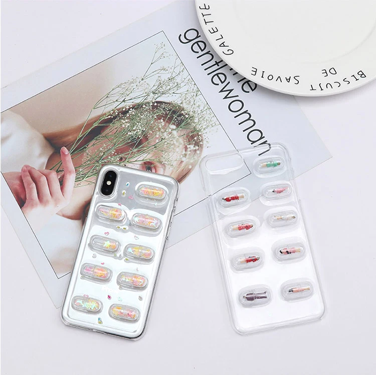 Plastic Transparent Capsule Pill Humanoid Medince Pill Bottle Shape Figurines Make Earring Jewelry Accessories 20pc