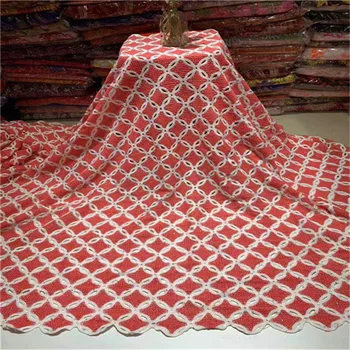 

Red New Design African Cord Lace Fabric 2019 Swiss Voile Lace embroidered French Mesh Lace Fabric High quality Stones