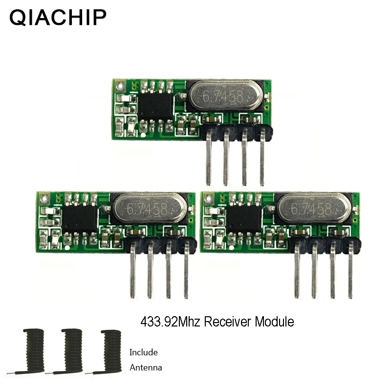 QIACHIP 3 шт 433 mhz РФ приемник супергетеродинного UHF ASK 433 Mhz дистанционного Управление модуль комплект Малый Размеры низкая Мощность для Arduino Uno