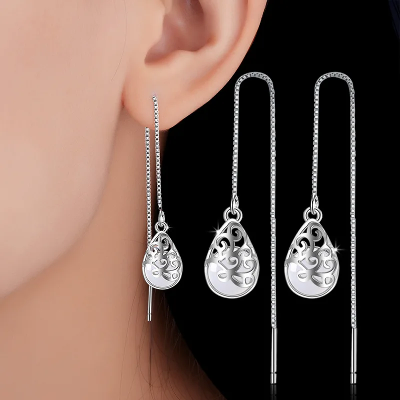 

DIEERLAN Fashion Opal Jewelry 925 Sterling Silver Water Drop Earrings for Women Statement Jewelry Brincos Pendientes Bijoux