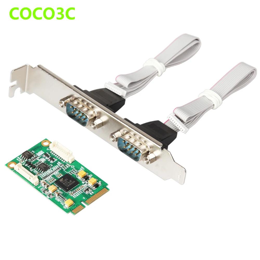 Adaptador para Mini Pcie para 2 Mini Portas Motherboard Db9 Pci Express Placa Controladora Rs485 Rs422 Itx