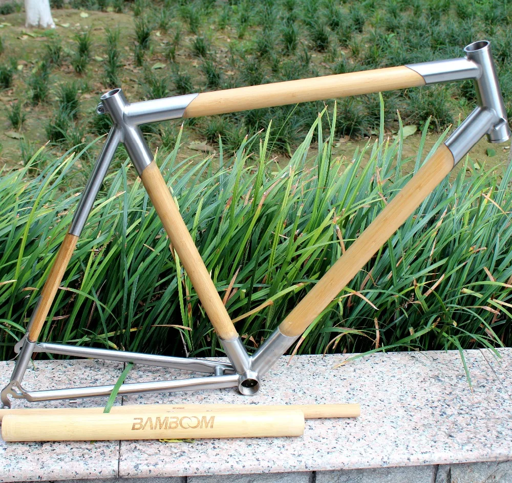 Excellent xacd made titanium & bamboo bike frame Titanium combine bamboo road bike frame titanium road bike frame 1