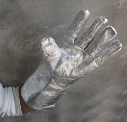 glove welding foil resistant temperature finger pair safety five film style 38cm aluminum special protect cuff long