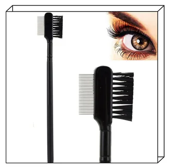 

New Eyelash Dual-Comb Extension Brush High Quality Steel Eyebrow Metal Comb Cosmetic Makeup Tool Wholesale Retail