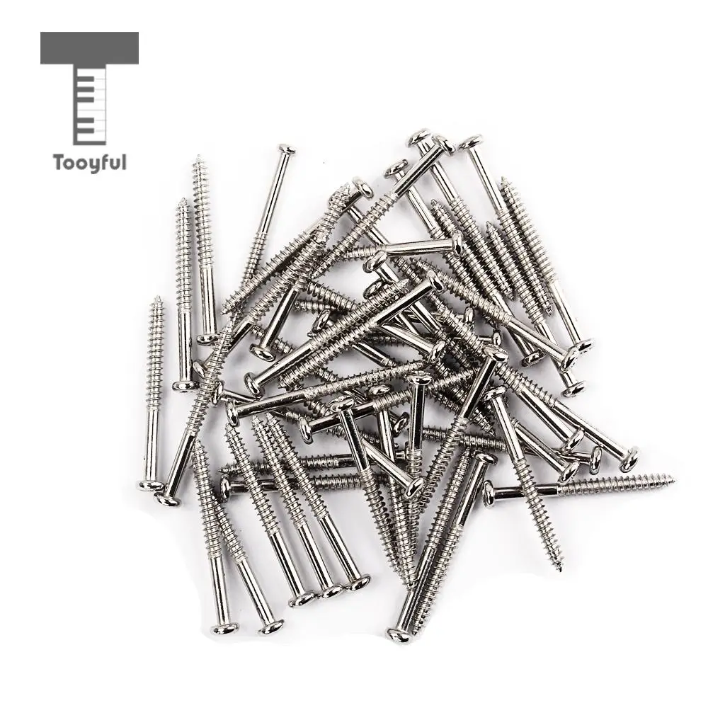 Tooyful 50 Pieces Iron Bass Pickup Mounting Screws for PB JB Electric Bass Pickup P90 Pickup Parts Nickel 