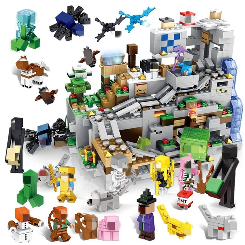 

Minecrafted Manor Cave House My World model Education digital Building Blocks Bricks set city boy toy for children