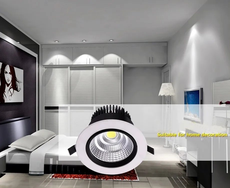 Dimmable Recessed LED Downlight COB 6W 9W 12W 15W Dimming LED Spot Light LED Ceiling Lamp AC 110V 220V Free shipping