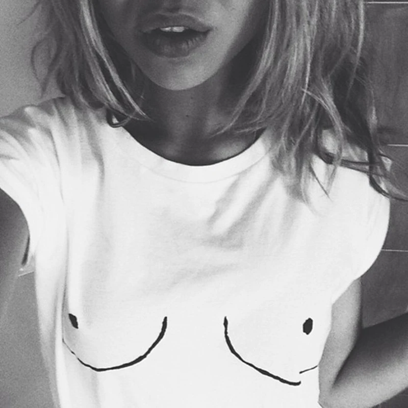 

New Cotton Womens T shirt White Printed T-Shirt Emoji Tees Harajuku Womens Tshirt