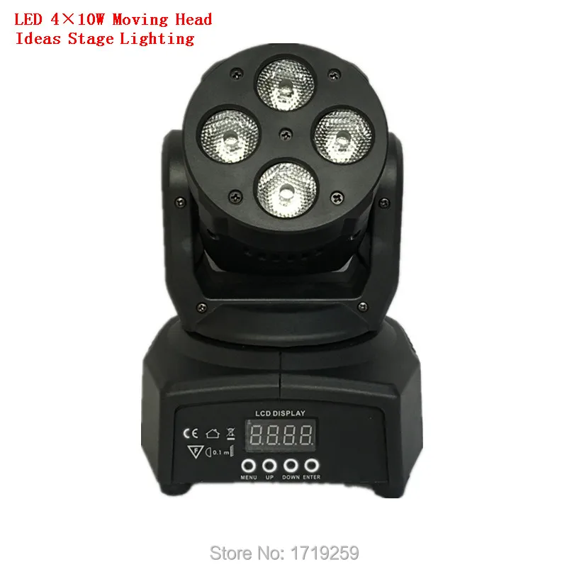 

Fast Shipping Mini LED Moving Head Wash 4x10w RGBW Quad with advanced DMX 9/12 channels Stage Effect Lighting DJ Disco Night