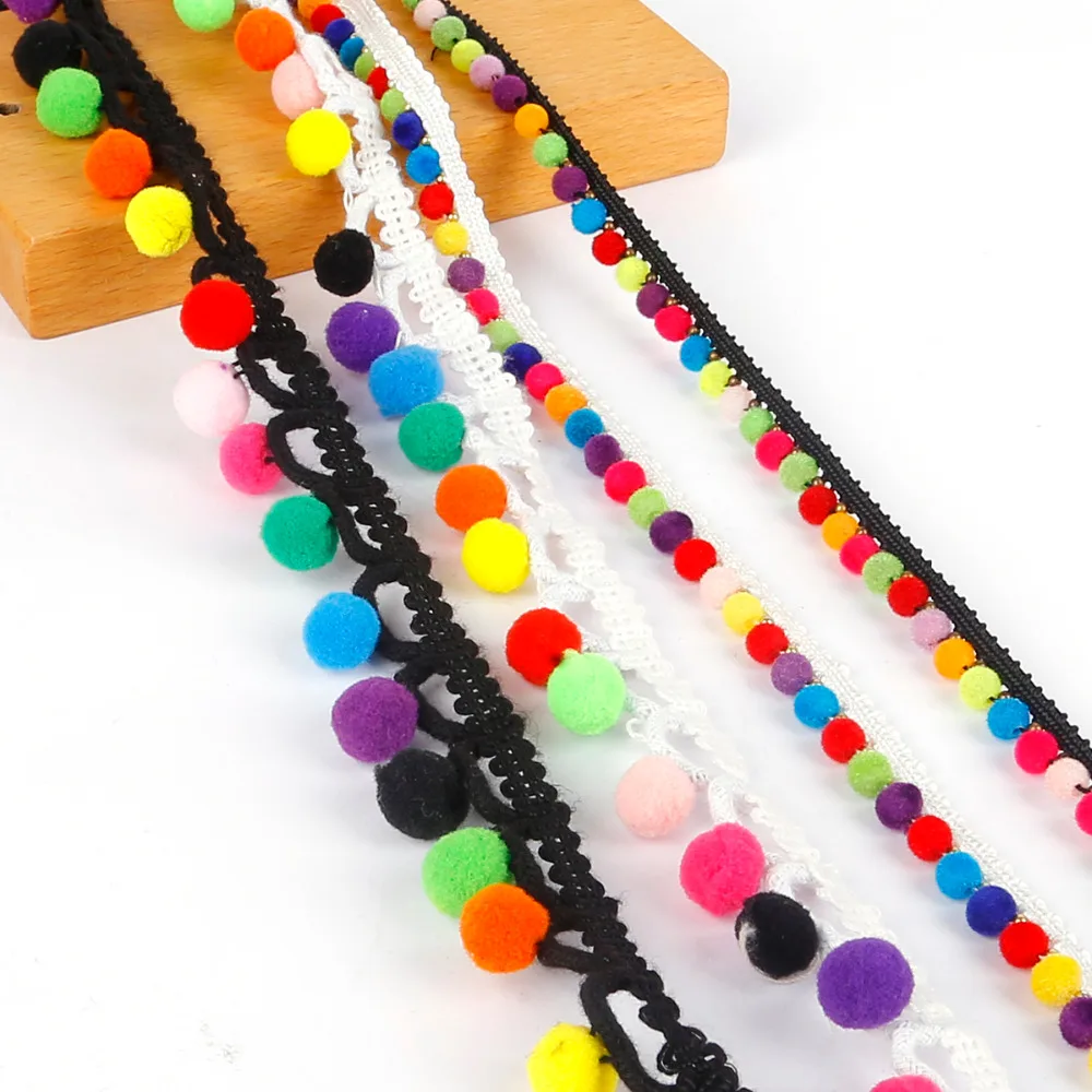 

1Yard Bohemian Lace Ribbon Pom Pom Tassel Pompoms Trim Ball Fringe Embroidery DIY Sewing Garment Shoes Bag Gift Craft Accessory