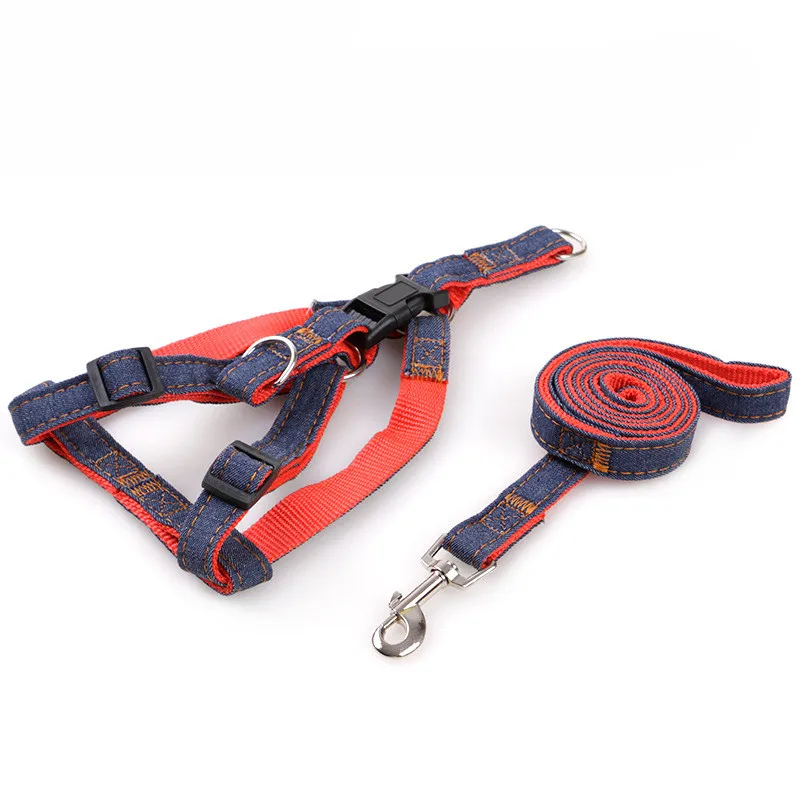 Adjustable No-Pull Denim Dog Harnesses Leash Collar for Greater Control Safety Dog Training Walking Running Rescue Harness 17