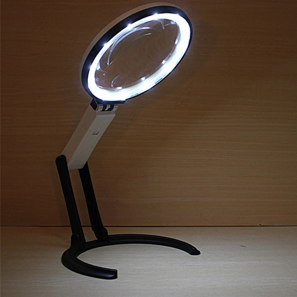 

12 LED 1.8X 5X Magnifier Lamp Brightness Dual Purpose Useful Table Lamp Durable Magnifying Glass Desk Folding Foldable Portable