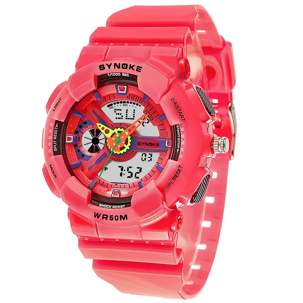 

Children watch waterproof SYNOKE Multi-Function 50M quartz cluster quartz watch LED Digital Double Action Watch Buckle c0610