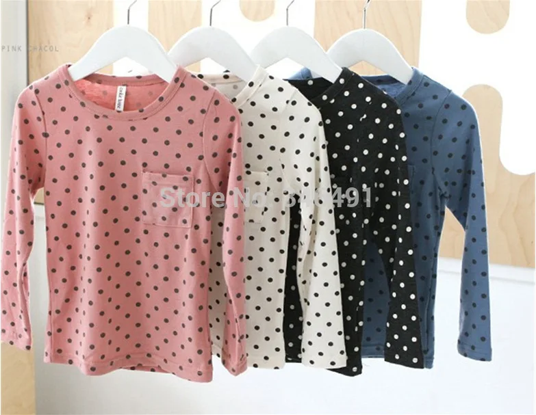 

Korean Baby Kids Girl Dots Long Sleeve T-shirt Tops Blouse Tee Shirt 2-7Year