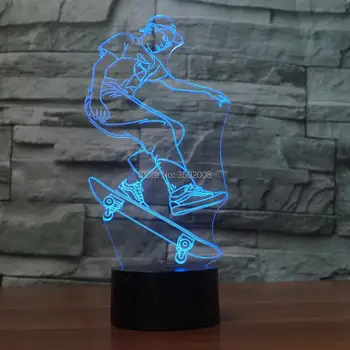 

People in slide board 3D shape LED night light 7 Changing color touch switch USB cable latest christmas lights