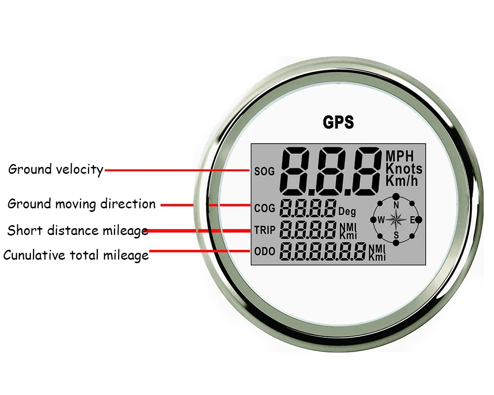 85 мм, автомобильная лодка, gps Спидометр, ЖК-дисплей, 0~ 999 узлов/ч, км/ч, регулируемый цифровой спидометр с подсветкой