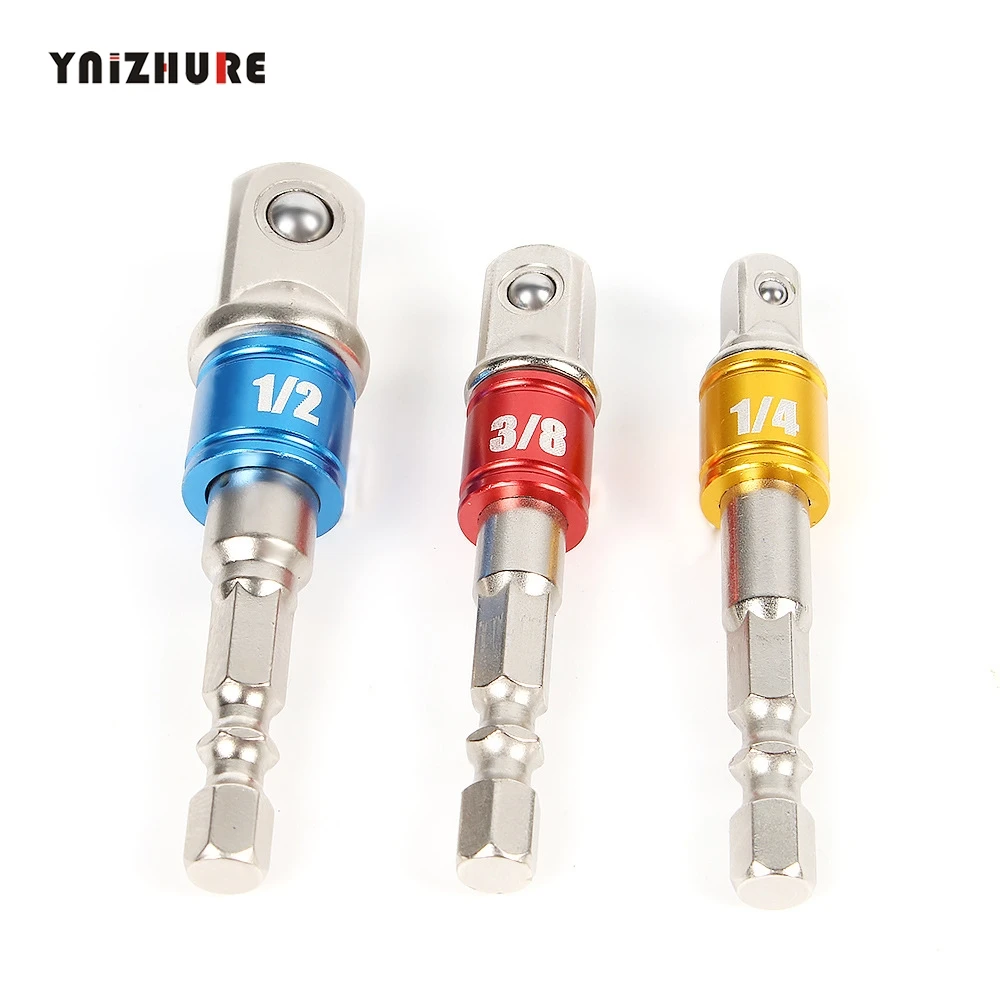 

Adapter Hex Shank 1/4" 3/8" 1/2" Impact Extension Drill Bit Bar Driver Electrical Drilling Head Power Tools 3Pcs/Set Socket Bit