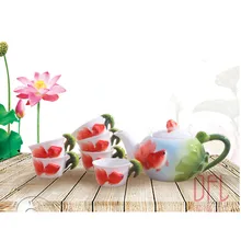 1POT+ 6 Чашек 3D Цвет Эмаль Золотая рыбка чайный набор кунг-фу керамический горшок кружка креативный чайник чашка