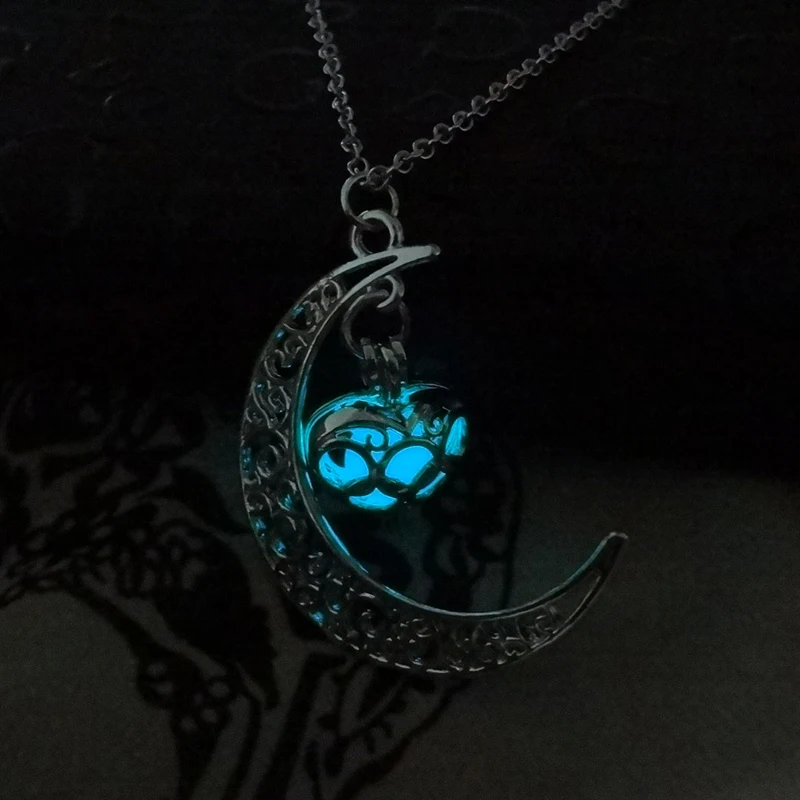 Модное женское светящееся ожерелье с камнем и луной, 4 цвета, светится в темноте, ожерелье с цепочкой, ювелирные изделия, подарки