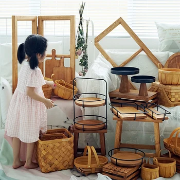 

30 pieces wood cake stand set forest style cake tools showcase tray outdoor wedding dessert table party supplier