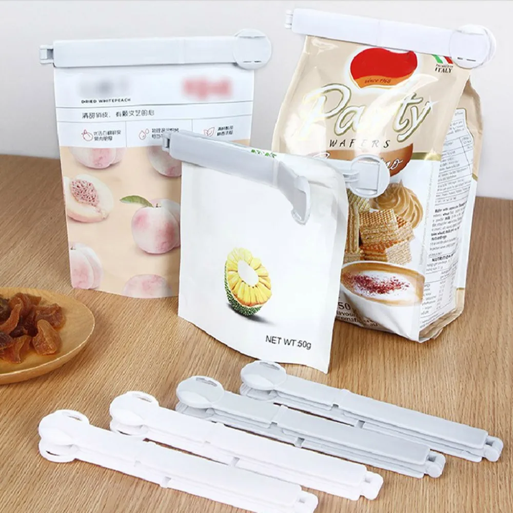 5Pcs Food Plastic Sealed Clip Bags Clip With Date Mark Snack Sealing