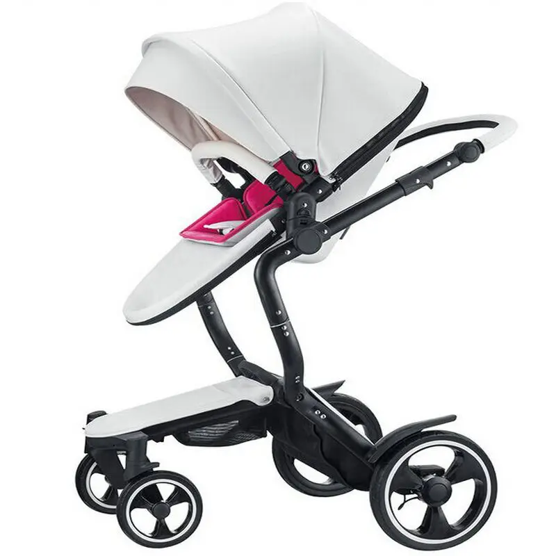 

2 in 1 baby strollers foofoo baby car leather with sleeping basket newborn baby carriage
