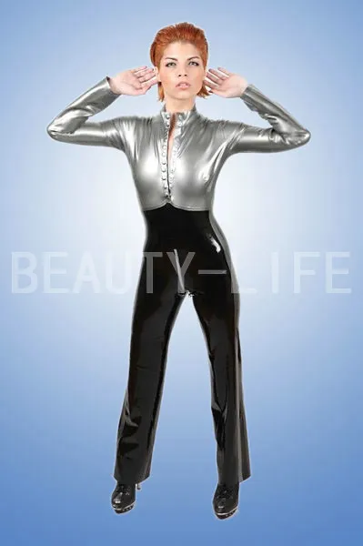 Latex Fetish Suit With Snap On The Top And Zipper On Trousers Soft