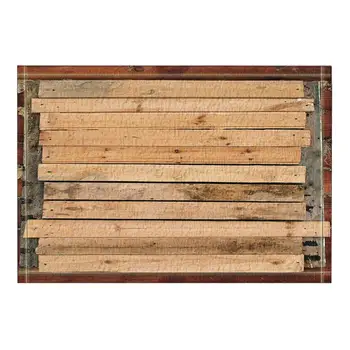 

Country Style Wooden Trim Bath Rugs, Non-Slip Doormat