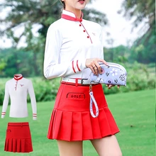 Pgm Golf короткая трапециевидная юбка костюмы женские рубашки с длинным рукавом облегающие эластичные комплекты одежды для гольфа ТЕННИСНАЯ СПОРТИВНАЯ ОДЕЖДА D0493