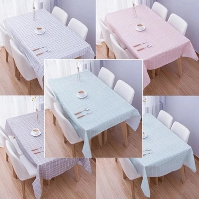 

1PC Brief Plaid Pattern PVC Table Cloth Rectangular Waterproof Oilcloth Tablecloth Home Kitchen Table Cover Decoration
