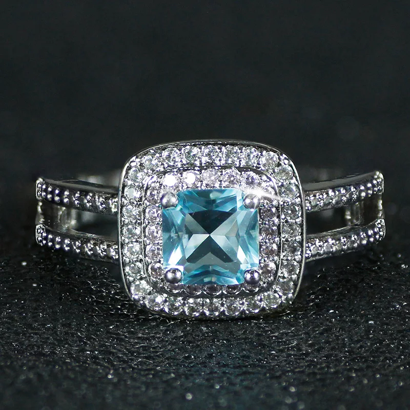 Обручальное кольцо из серебра 925 пробы с цирконием розового и голубого цвета для женщин, женские свадебные ювелирные изделия r4994
