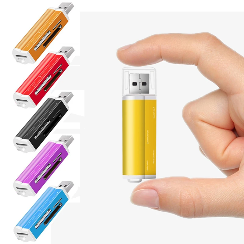 Горячая кард-ридер крошечный USB 2,0 все в 1 мульти карта памяти ридер адаптер для Micro SD SDHC TF M2 MMC подарки